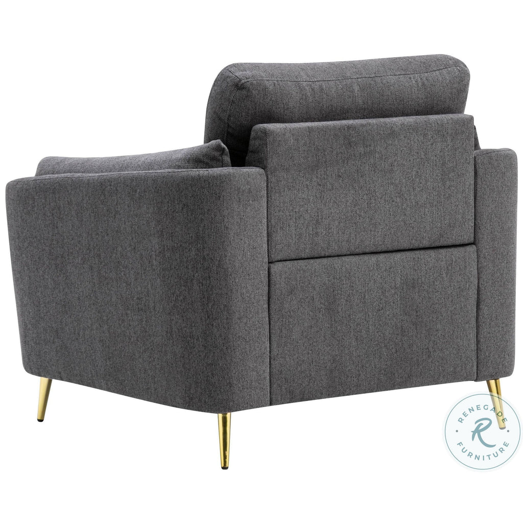Dark Gray Polyester Accent Chair with Gold Metal Legs R602049