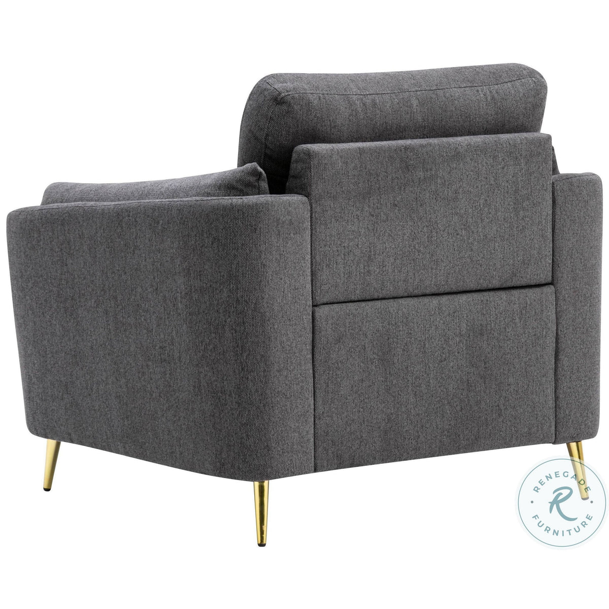Dark Gray Polyester Accent Chair with Gold Metal Legs R602049