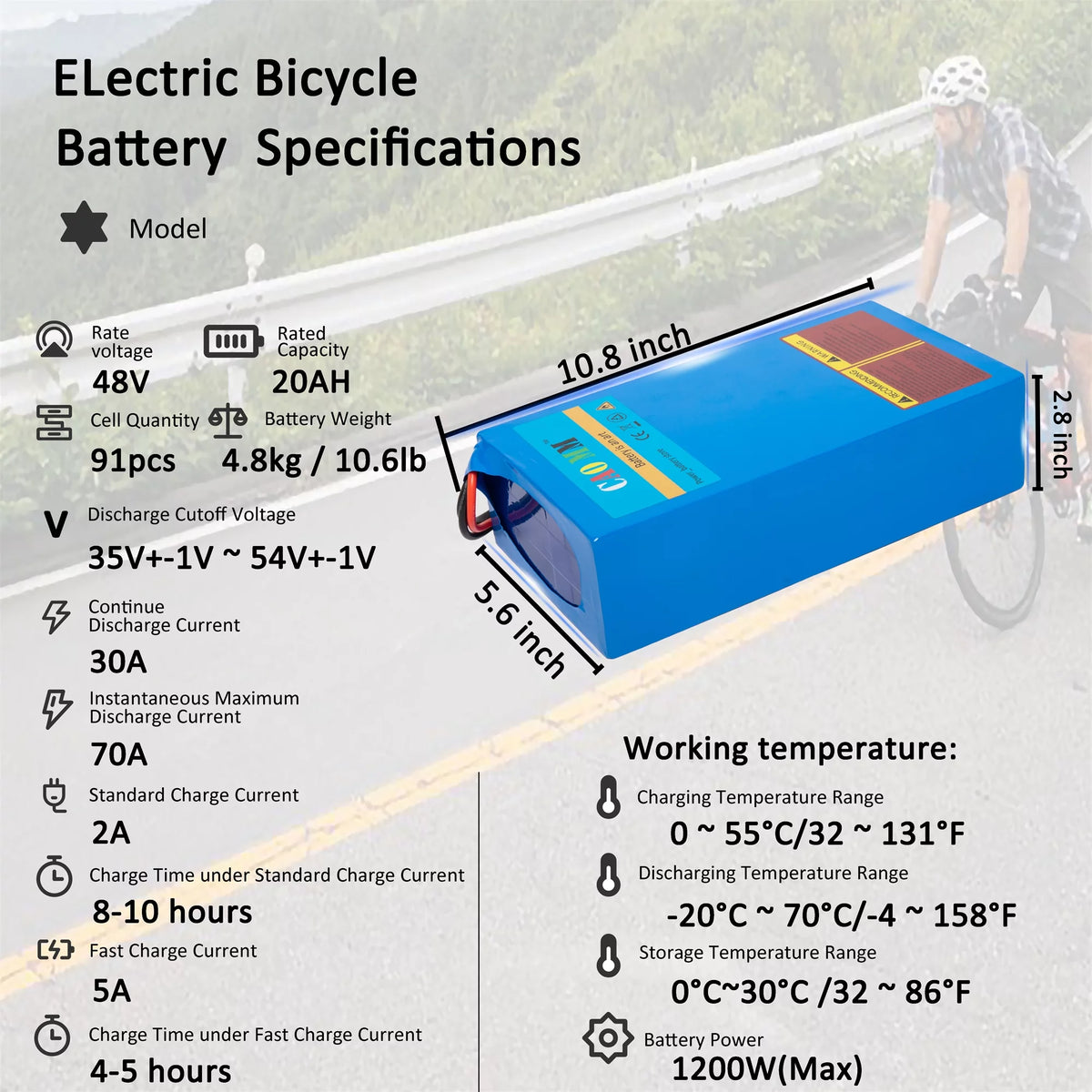 48V 20Ah Lithium Battery with Charger V678