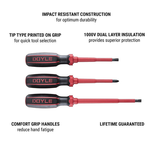 1000V Insulated Screwdrivers, 3-Piece C8456