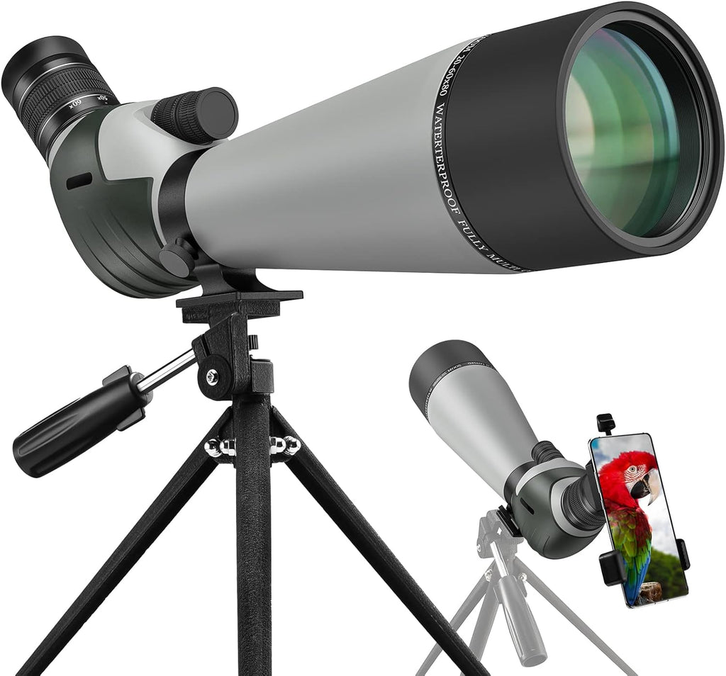 20-60X80 Spotting Scope with Tripod, Carry Bag, Dual Focusing and 24MM Big Eyepiece A193