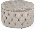 Beige Button Tufted Storage Ottoman Y240611