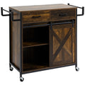 Rolling Kitchen Cart with Adjustable Shelf, Two Drawers and Towel Rack L249