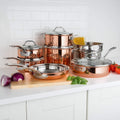 13-Piece Tri-Ply Copper Cookware Set Q928