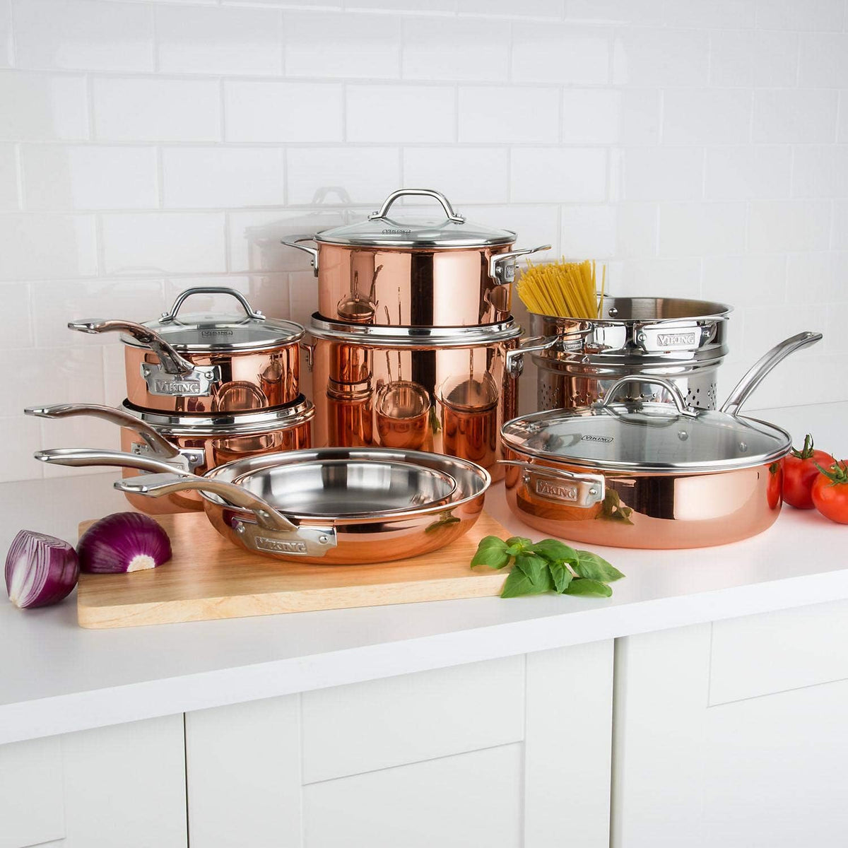 13-Piece Tri-Ply Copper Cookware Set Q928