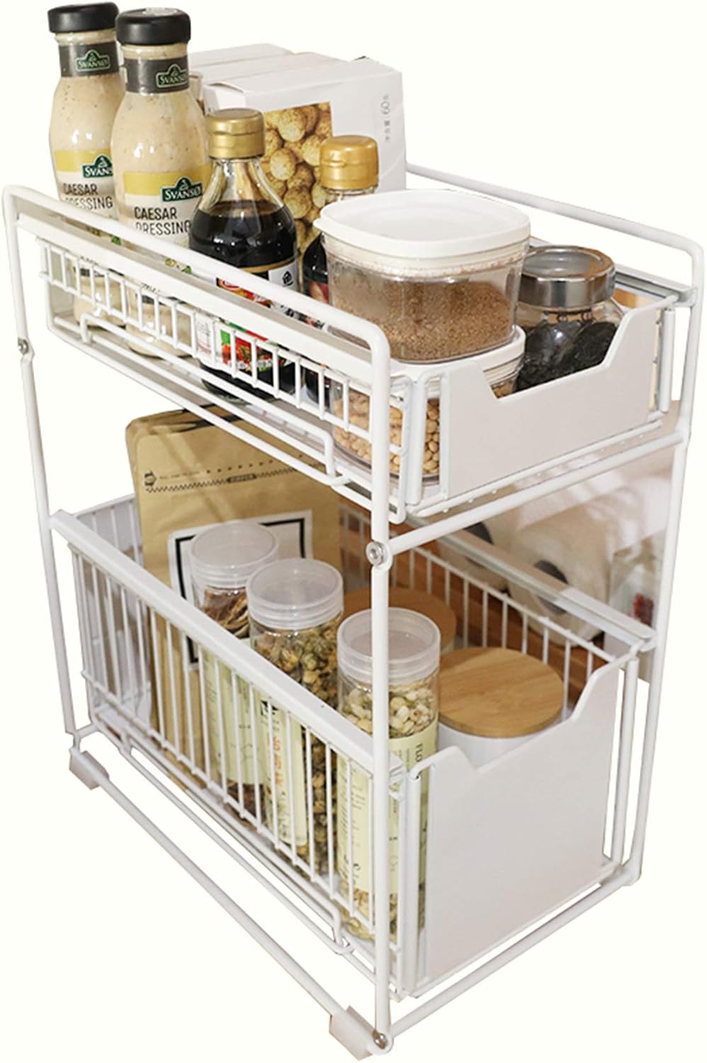 Under Sink Cabinet Organizer with Sliding Drawer H434