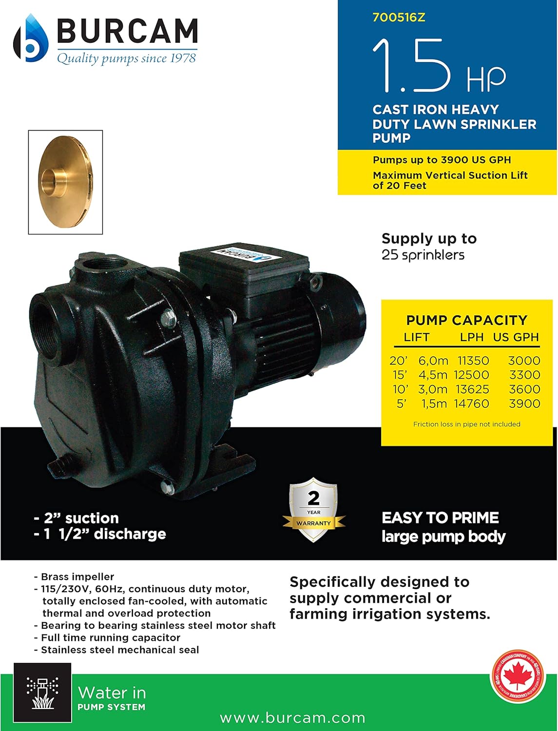 1.5 HP Heavy Duty Sprinkler Pump B3166