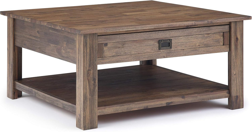 Solid Acacia Wood 38 inch Square Coffee Table J617014