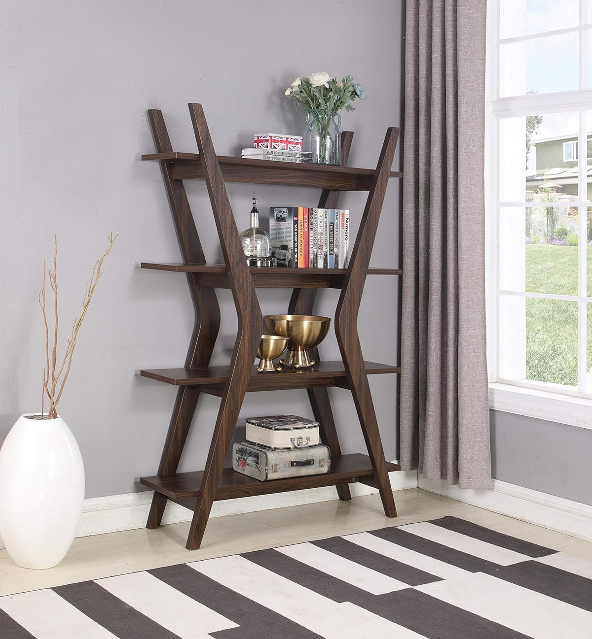 4-Tier Bookcase Dark Walnut Brown Z530