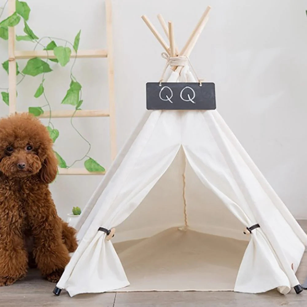 Canvas Wooden Pet House Dog Cat Bed T8110