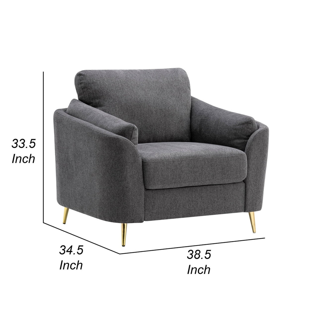 Dark Gray Polyester Accent Chair with Gold Metal Legs R602049