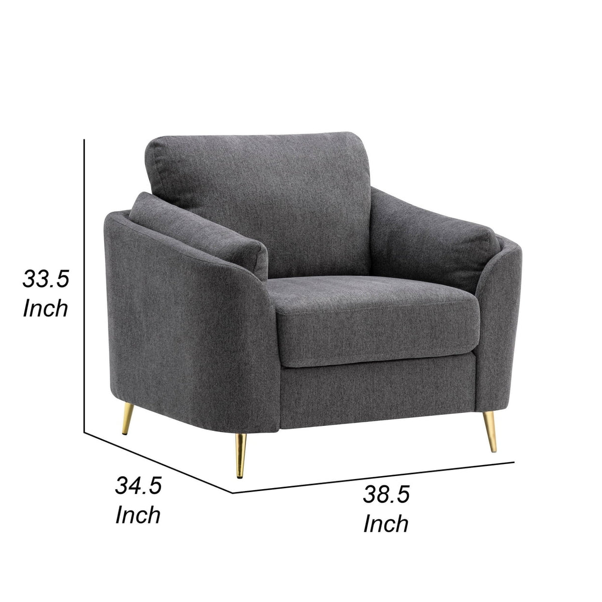 Dark Gray Polyester Accent Chair with Gold Metal Legs R602049