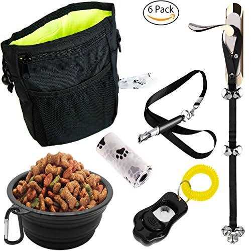Dog Training Treat Pouch, Clicker, Doorbells, Collapsible Bowl I599955