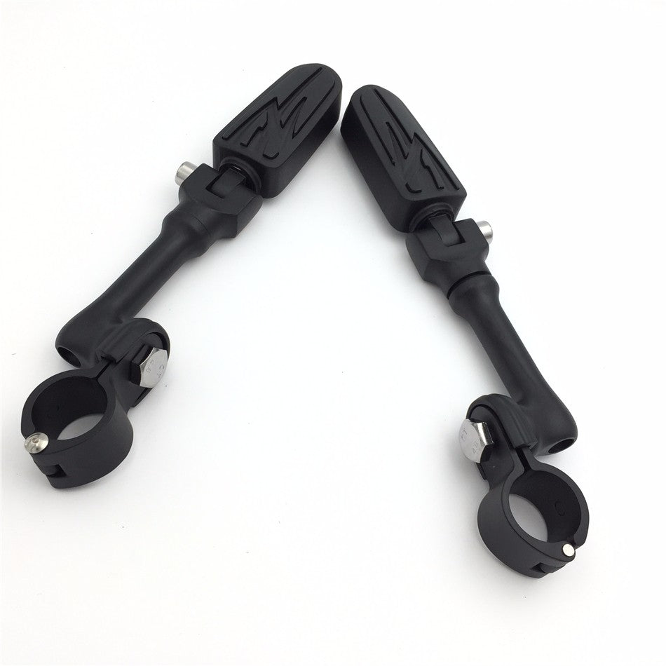 Black Angled Mounting Kit Foot Peg for Bike with 1.25" Front Engine Guard Frame Tube K15389