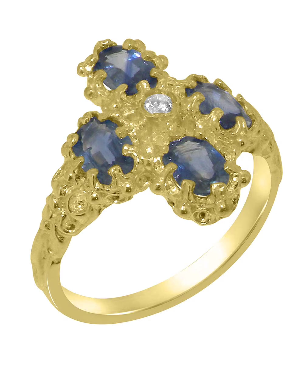 9k Yellow Gold Diamond & Sapphire Statement Ring U270