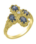 9k Yellow Gold Diamond & Sapphire Statement Ring U270