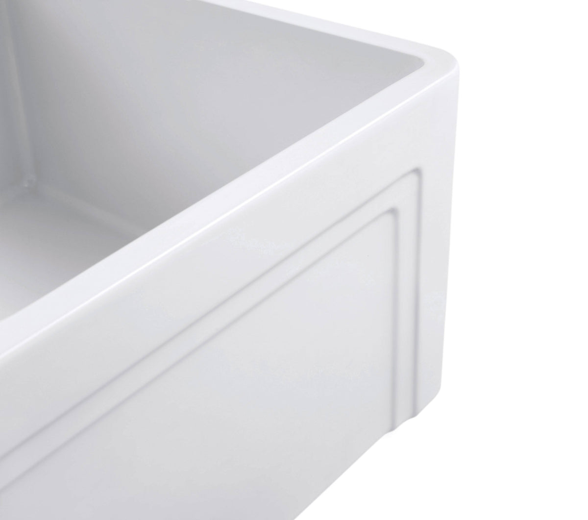 White Fireclay Kitchen Sink with Grid & Strainer S6090