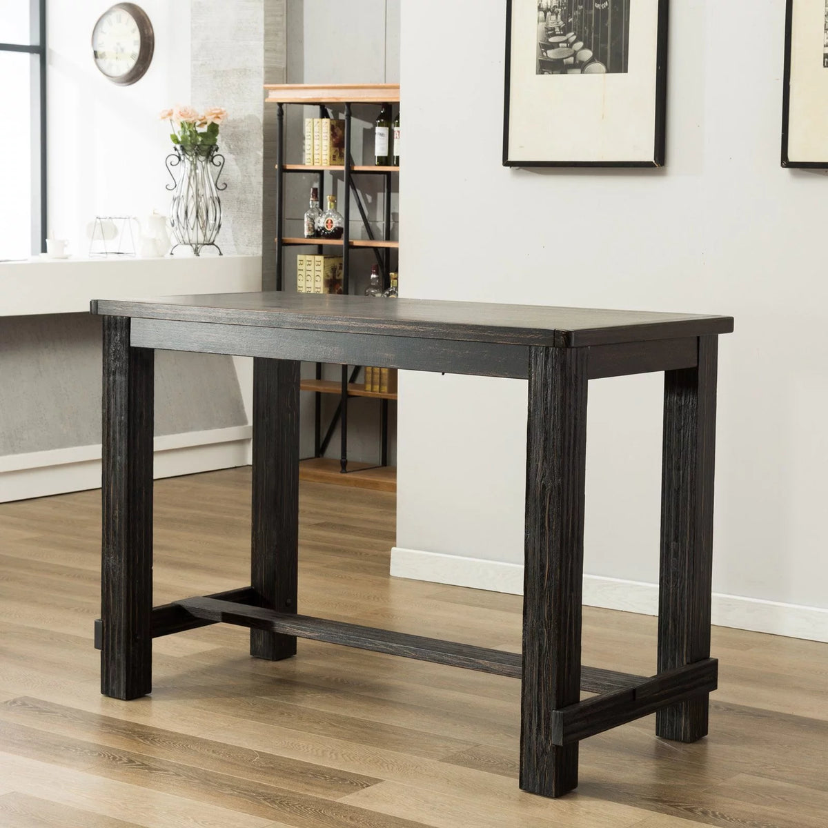 64 in. Rectangular Wooden Bar Height Table W391
