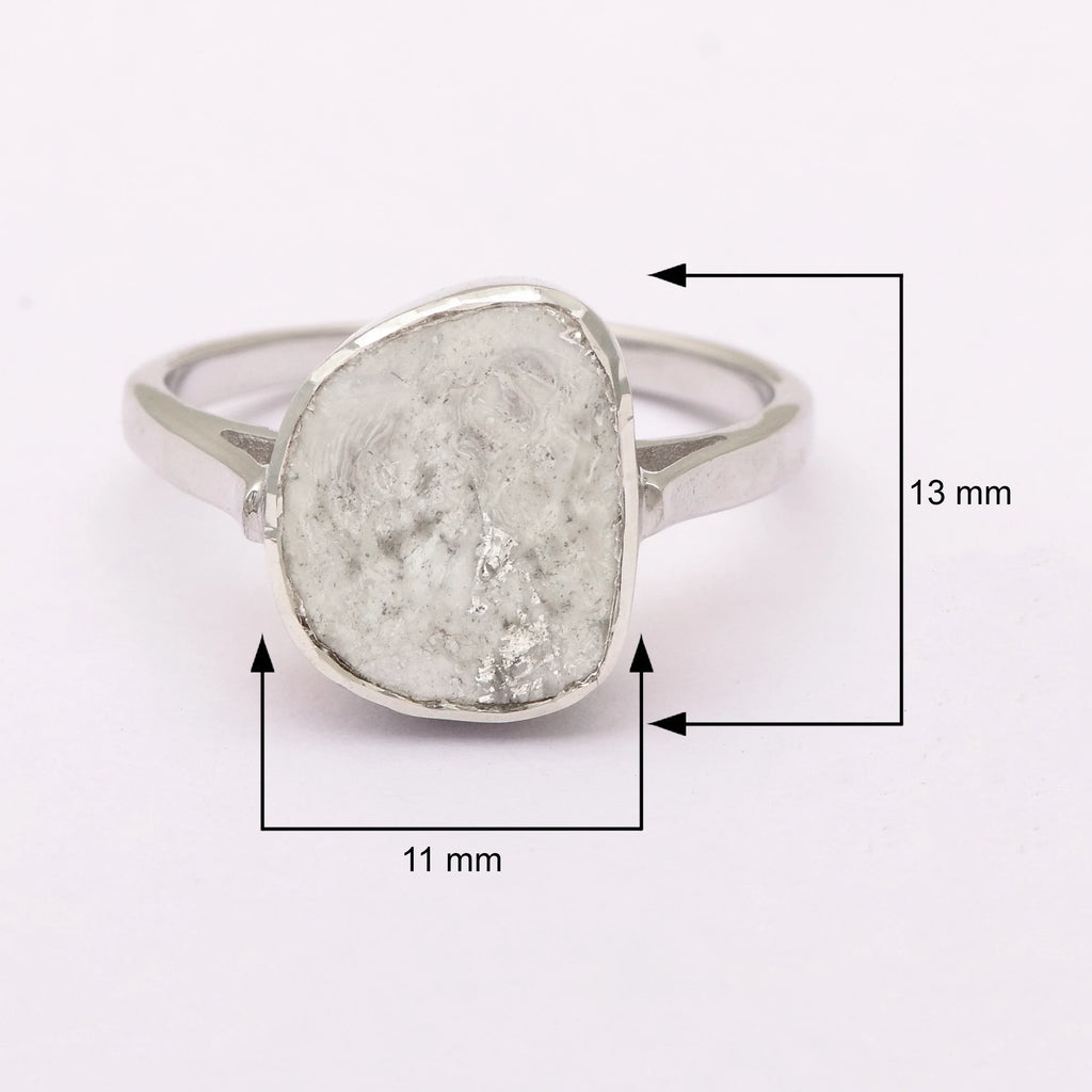 0.70 CTW Natural Slice Diamond Polki Solitaire Ring 925 Sterling Silver V386067