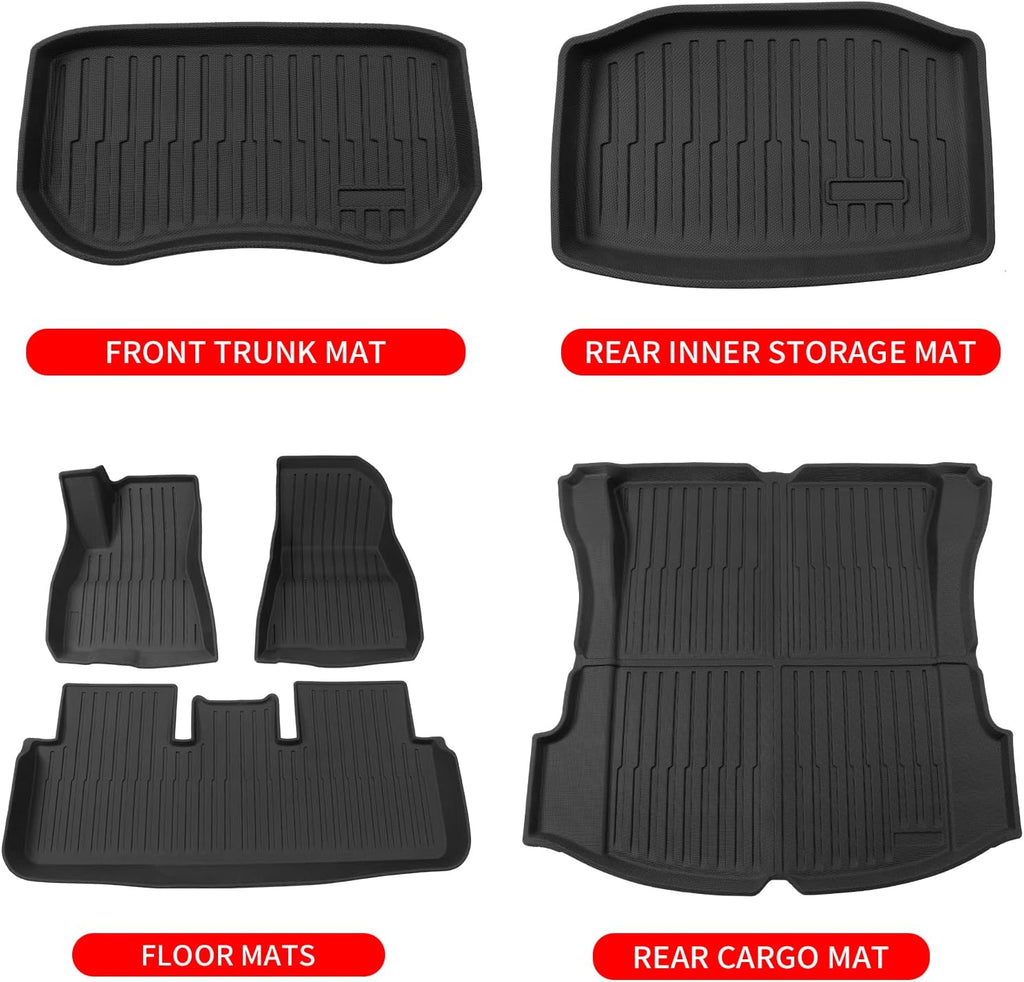 Cargo Liners Storage Frunk Mat All Weather Front Trunk Mats TPE Floor Mats Set of 6 Z38298