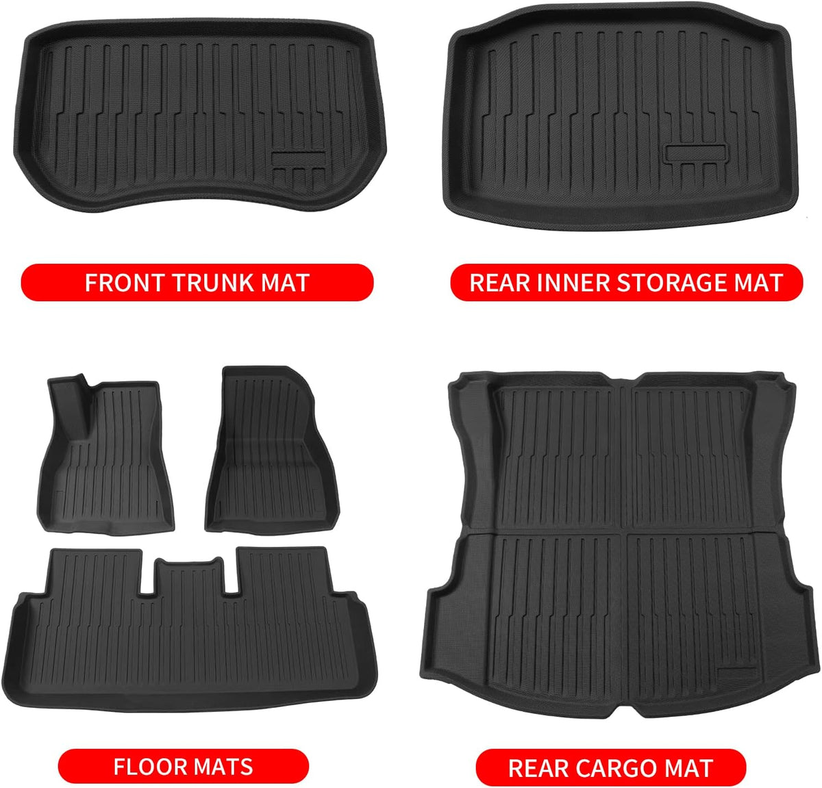 Cargo Liners Storage Frunk Mat All Weather Front Trunk Mats TPE Floor Mats Set of 6 Z38298