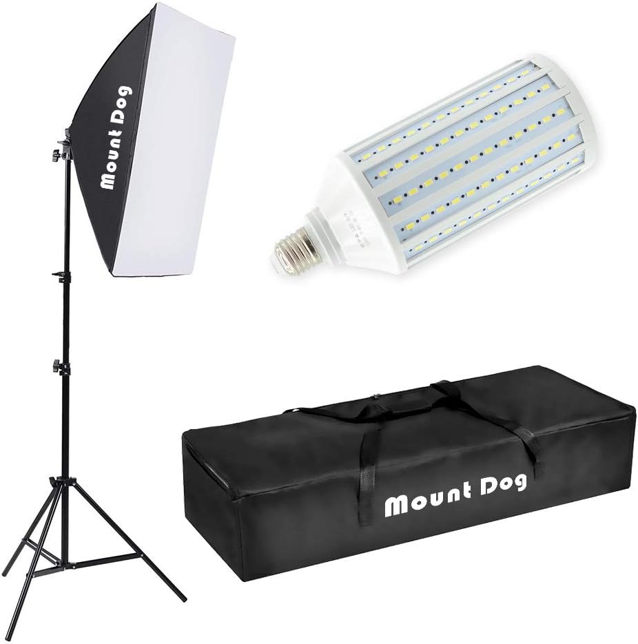 LED Softbox Photography Lighting Kit with 20"X28" Reflector and 80W 6500K Corn Light Bulbs Pack of 2 N356