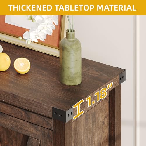 Oak Sideboard Buffet Cabinet with Storage and Doors L53618