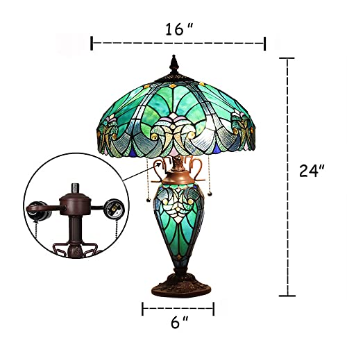 16 inch Stained Glass Table Lamp with Night Light R917142