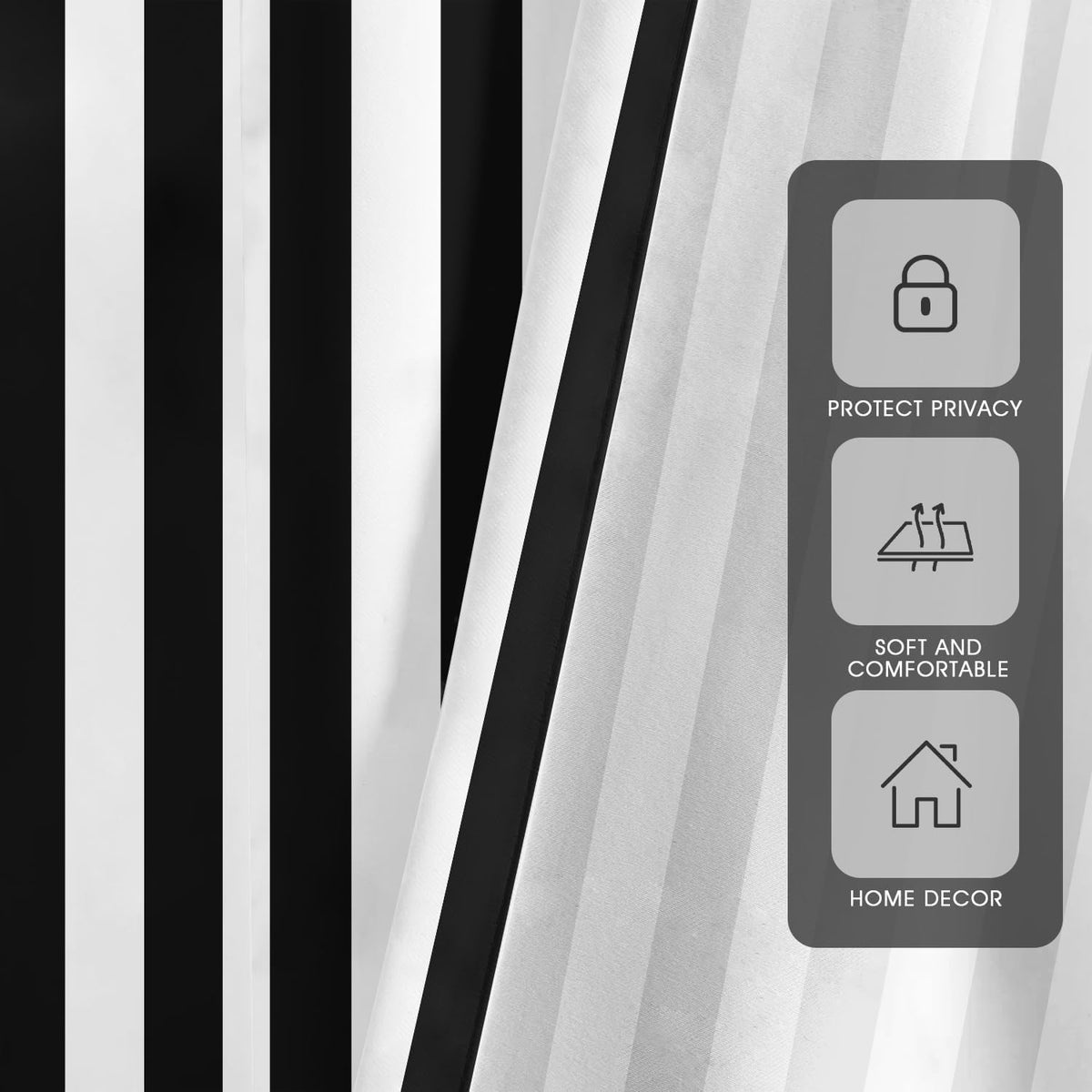 Black and White Striped 27.5" W x 39" L Kitchen Curtains 2 Panels Rod Pocket Z1979