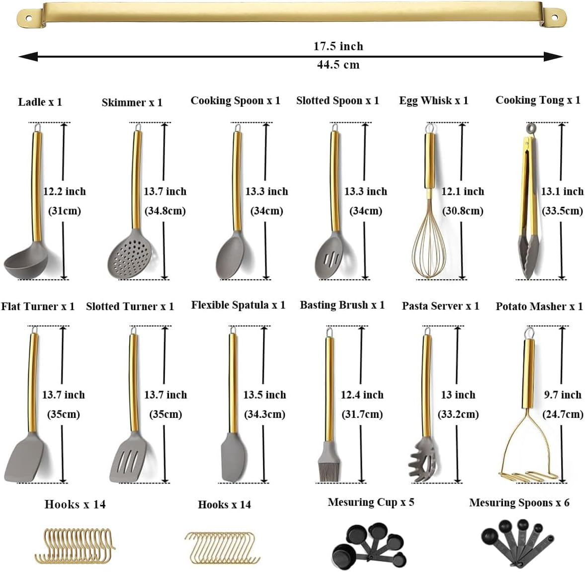 38 Piece Silicone Non-Stick Kitchen Utensils Set with Utensil Rack K709