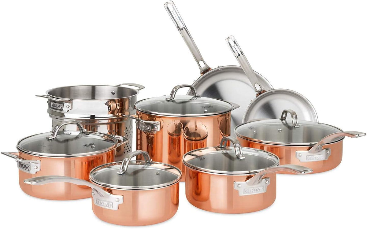 13-Piece Tri-Ply Copper Cookware Set Q928