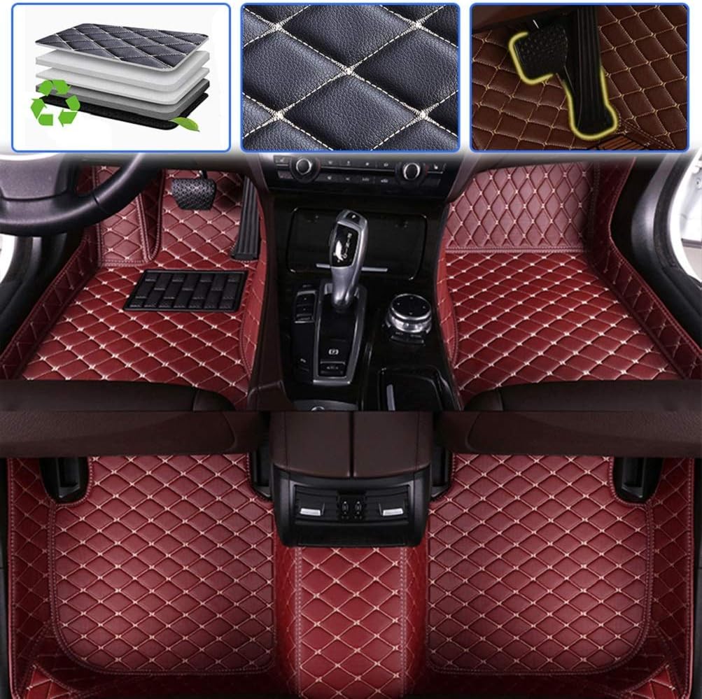 Custom Car Floor Mats Leather Waterproof Anti-Skid Full Coverage Set Beige S76734