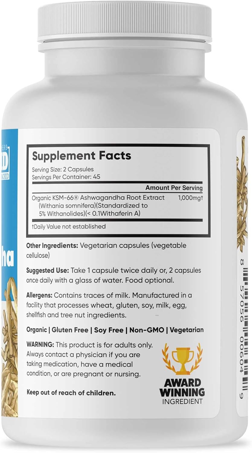 Organic Ashwagandha Root Extract, 1,000mg, 90 Capsules C305231