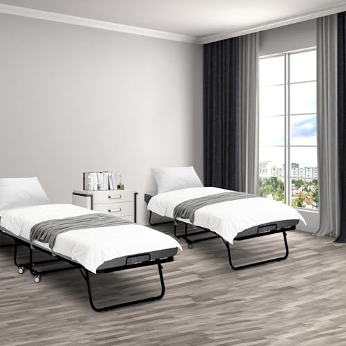 Black Folding Rollaway Bed with Mattress T258615
