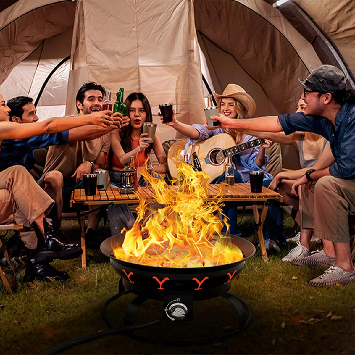 Portable Propane Fire Pit with Lid S62122