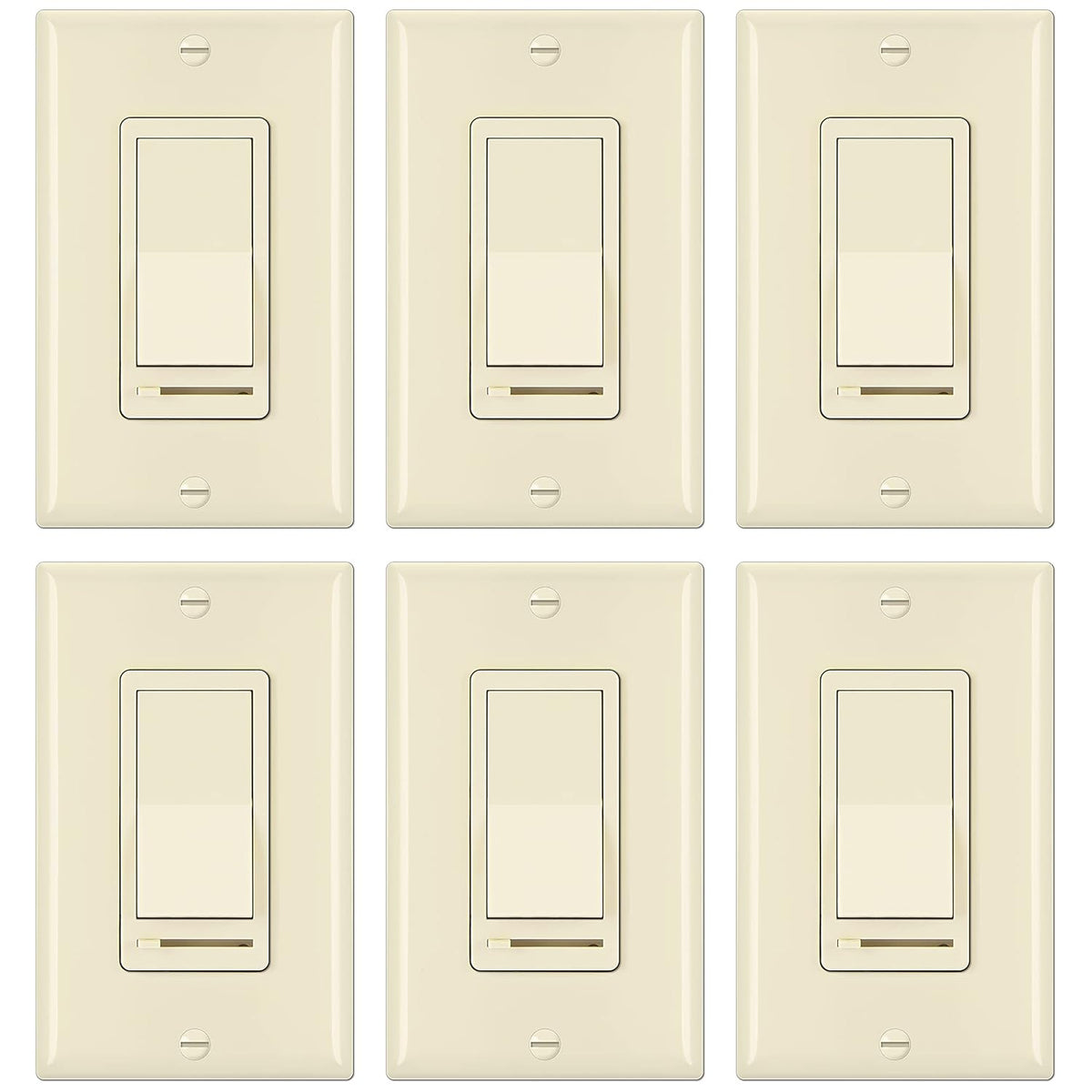 6 Pack White Rocker Dimmer Switch J7602