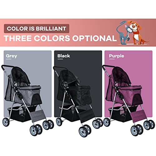 Grey 4 Wheel Pet Stroller U27141