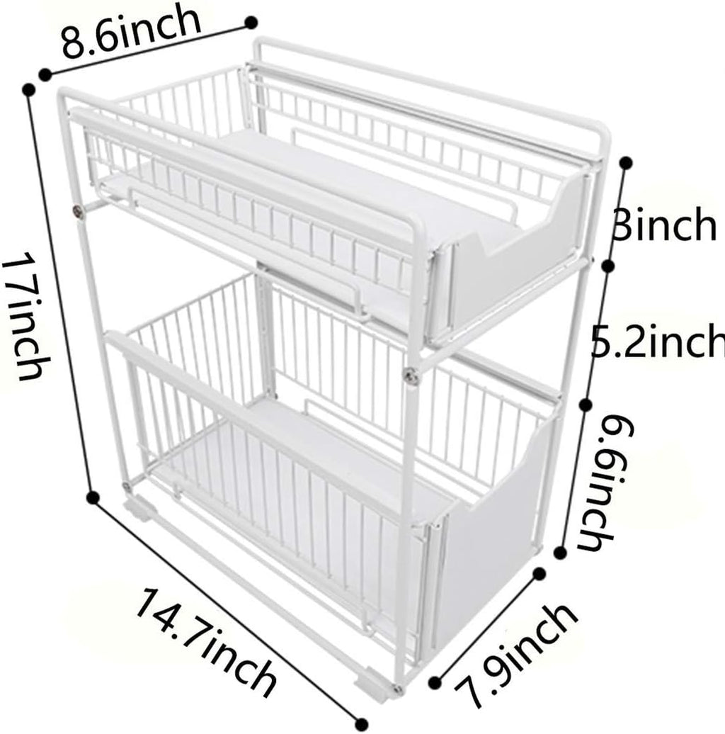 Under Sink Cabinet Organizer with Sliding Drawer H434