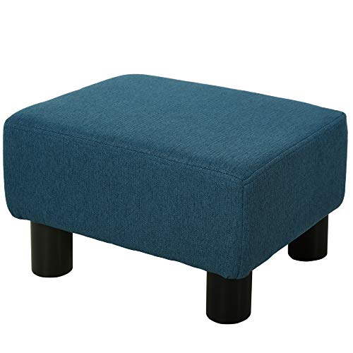 Green Linen Fabric Cube Ottoman with Plastic Legs W47883