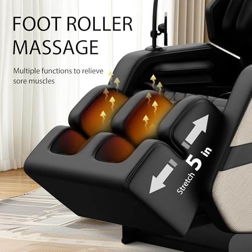 Gold PU Leather Zero Gravity Massage Chair with Airbags and Foot Roller P406039