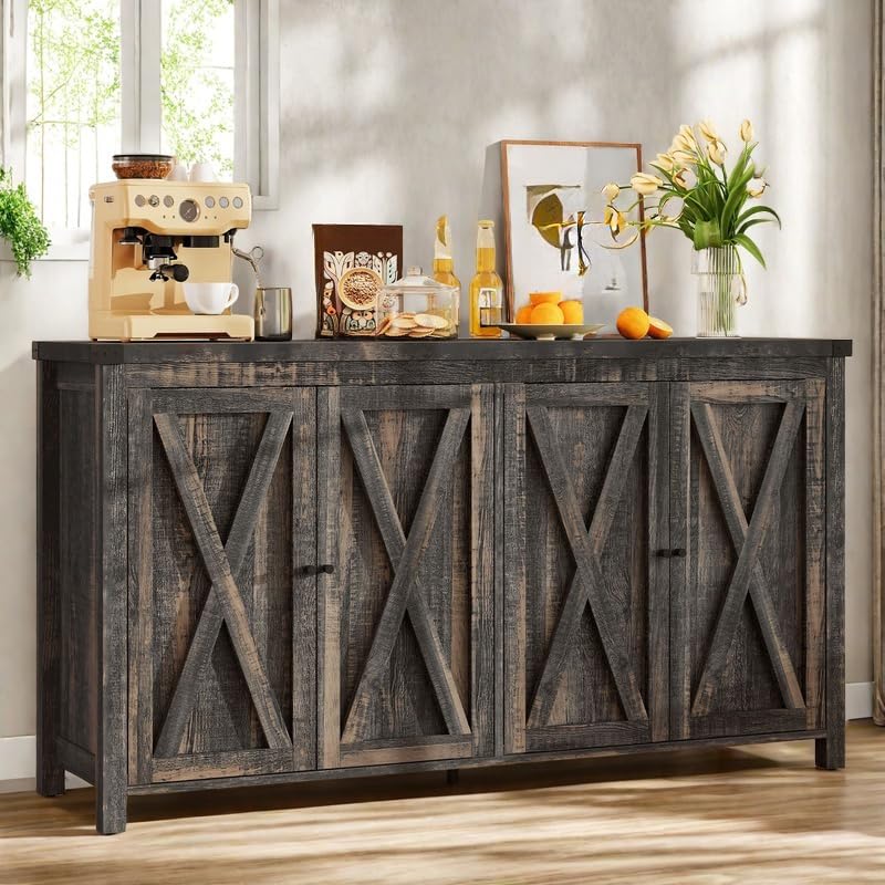 Oak Sideboard Buffet Cabinet with Storage and Doors L53618