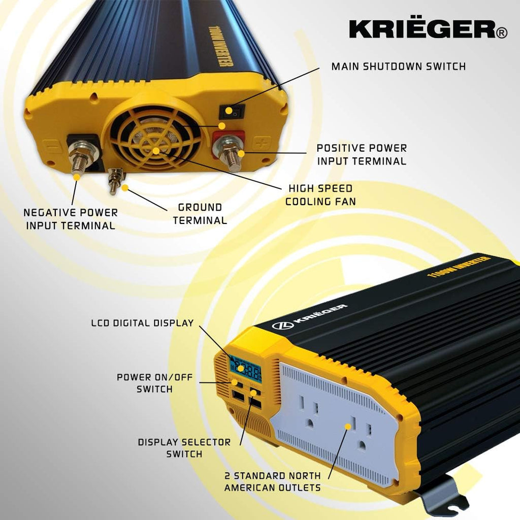 2000 Watts 12V to 110V Modified Sine Wave Power Inverter C39336