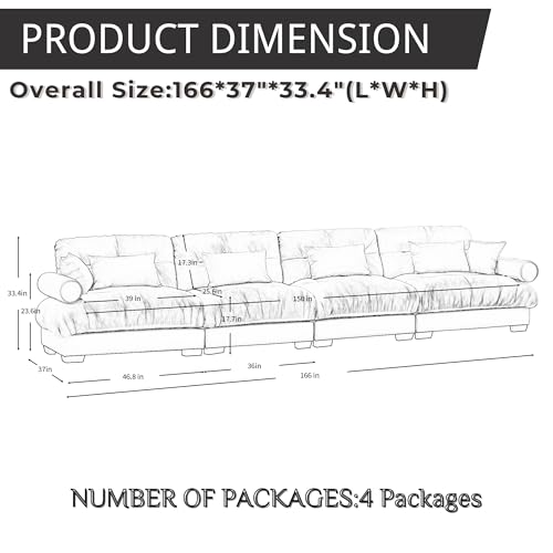 130" Modular Sectional Sofa with Movable Ottoman C54439