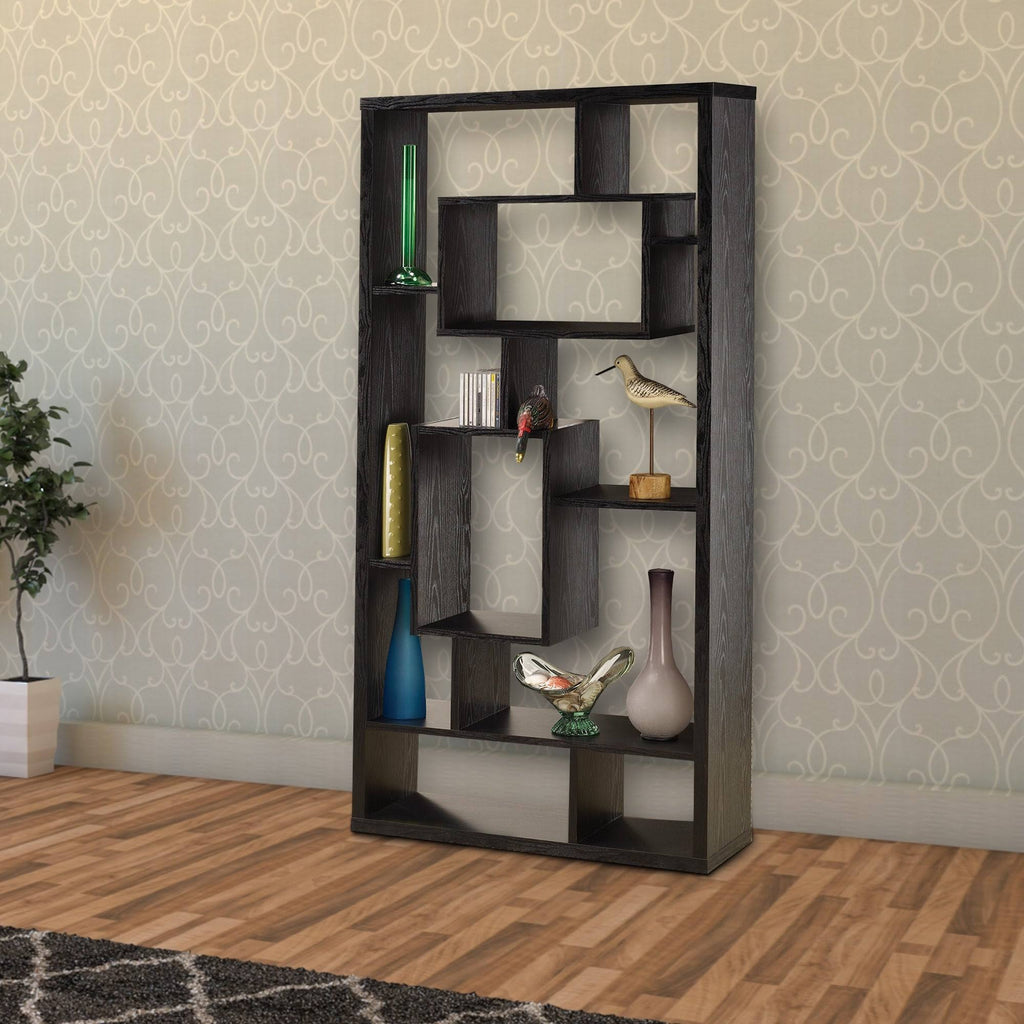 Black Asymmetrical Cube Book Case with Shelves M277