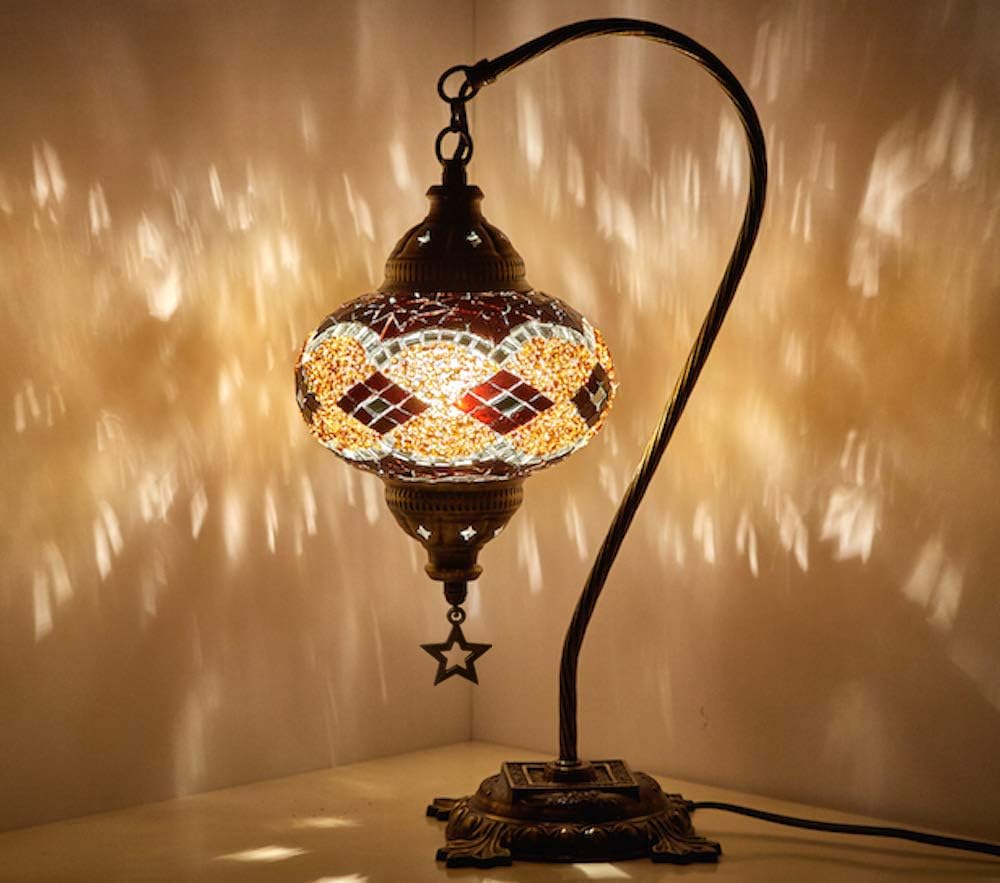 Multicolor Mosaic Gooseneck Table Lamp Y9163