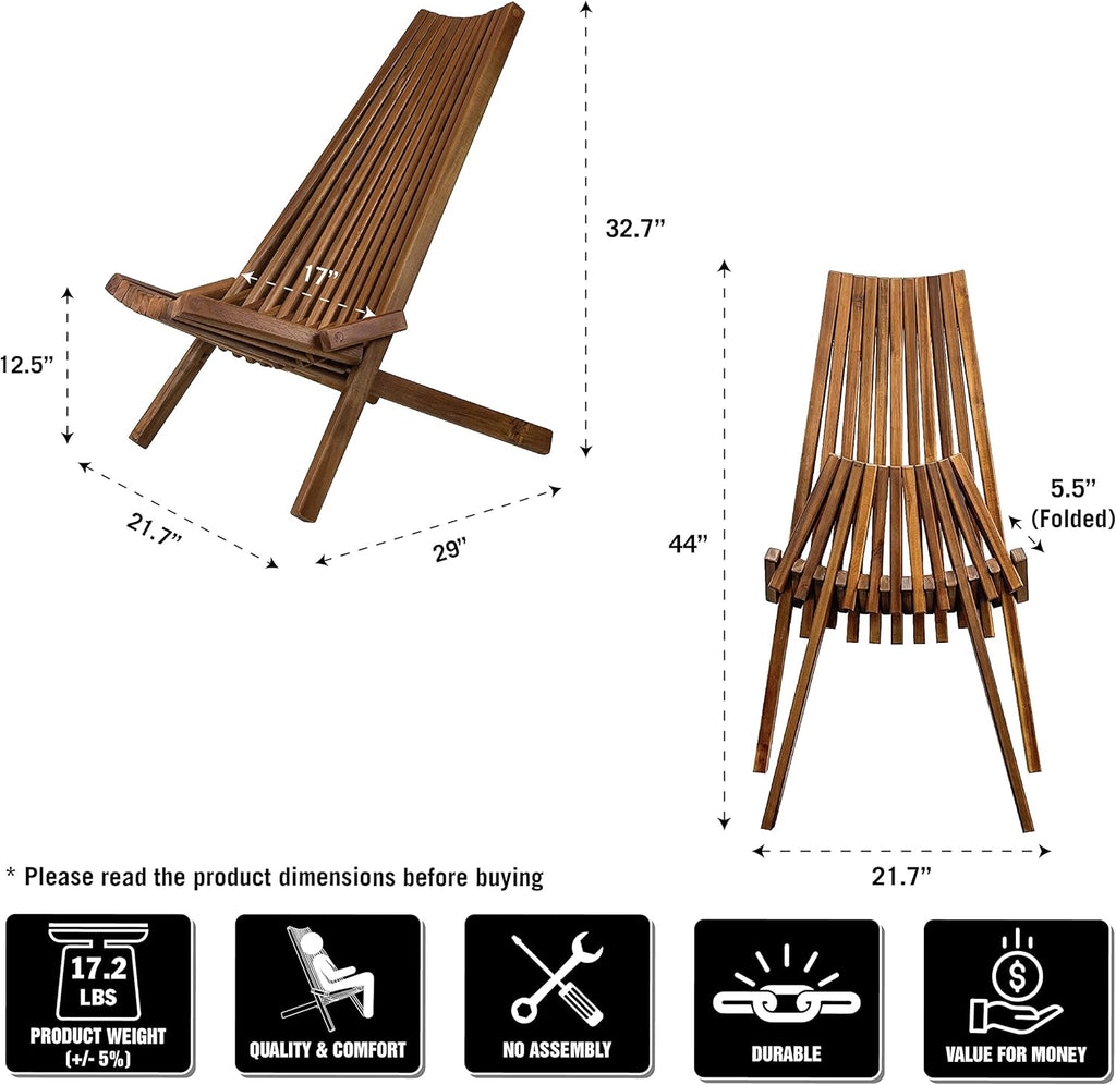 Folding Acacia Wood Outdoor Chair A18221