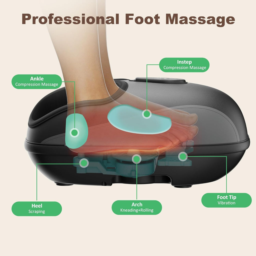 Electric Foot Massager with Heat, Deep Kneading, Compression, Vibration, Remote Control P91959