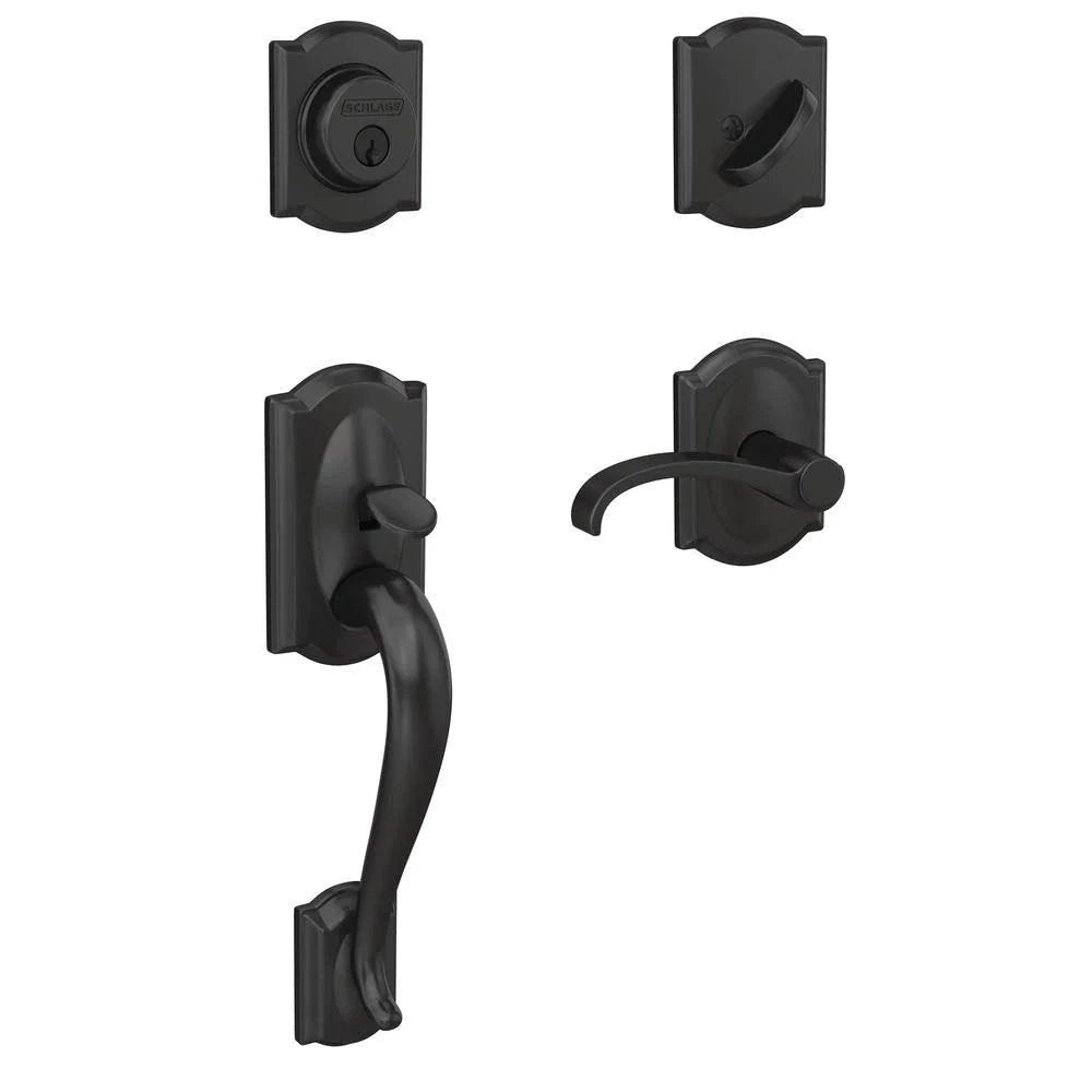 Matte Black Single Cylinder Door Handleset with Door Lever D405495