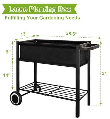 Black Raised Garden Bed with Legs on Wheels Z9992