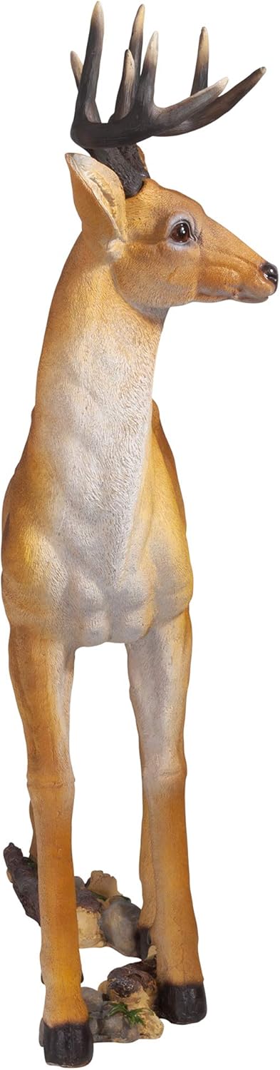Woodland Buck Deer Garden Statue, 23 Inches Wide, 13 Inches Deep, 37 Inches High X45976